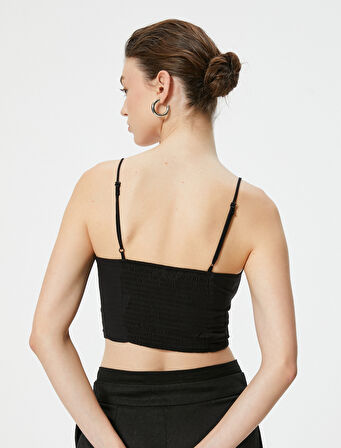 Askılı Crop Üst Kalp Yaka Pamuklu Slim Fit