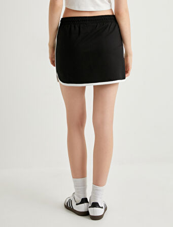 Tenis Eteği Beli Bağlamalı Baskı Detaylı Pamuklu