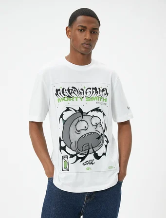 Rick and Morty Tişört Lisanslı Kısa Kollu Bisiklet Yaka Pamuklu