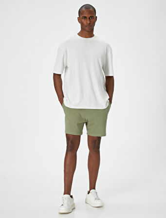 Beli Bağcıklı Şort Cep Detaylı Pamuklu