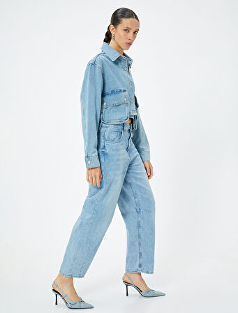 Oversize Balon Fit Kot Pantolon Cepli - Balloon Fit Jean