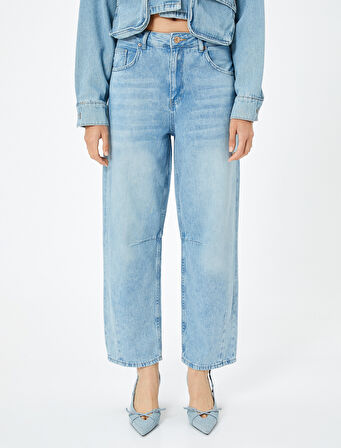 Oversize Balon Fit Kot Pantolon Cepli - Balloon Fit Jean