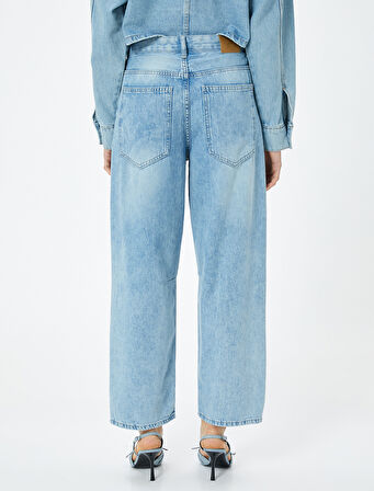 Oversize Balon Fit Kot Pantolon Cepli - Balloon Fit Jean