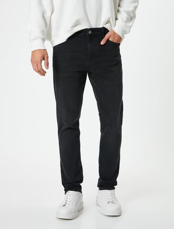 Standart Bel Slim Fit Pamuklu Kot Pantolon - Brad Jean