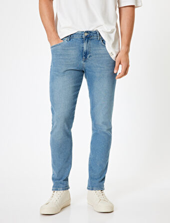 Slim Fit Standart Bel Düğmeli Kot Pantolon - Brad Jean