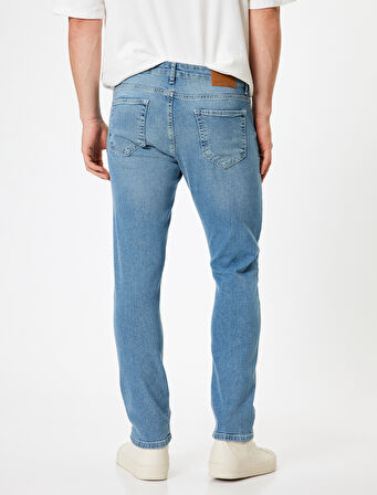 Slim Fit Standart Bel Düğmeli Kot Pantolon - Brad Jean