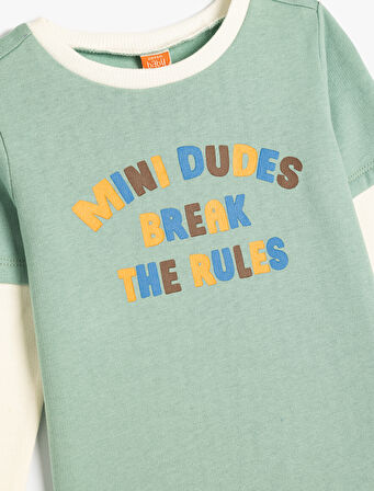 Sweatshirt Slogan Baskılı Uzun Kollu Bisiklet Yaka Pamuklu