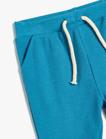 Basic Eşofman Altı Dokulu Beli Bağlamalı Pamuklu