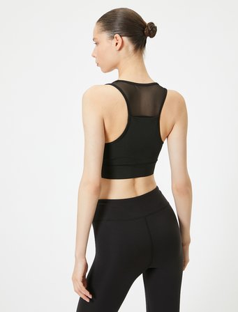 Tül Detaylı Spor Sütyeni Kaplı Slim Fit
