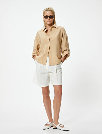 Saten Gömlek Uzun Kollu Dokulu Viskoz Kumaş 