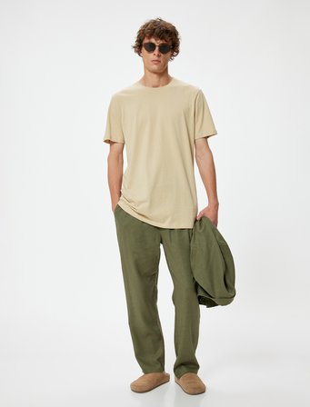 Basic Tişört Slim Fit Bisiklet Yaka Kısa Kollu 