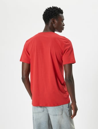 Basic Tişört Slim Fit Bisiklet Yaka Kısa Kollu 