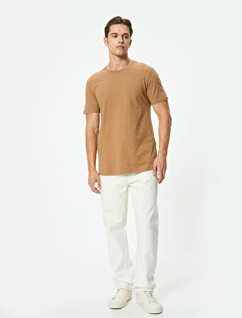 Basic Tişört Slim Fit Bisiklet Yaka Kısa Kollu 