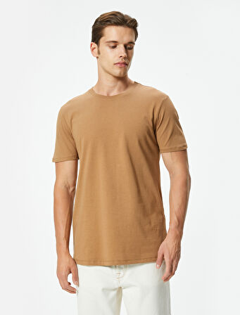 Basic Tişört Slim Fit Bisiklet Yaka Kısa Kollu 
