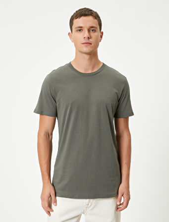 Basic Tişört Slim Fit Bisiklet Yaka Kısa Kollu 