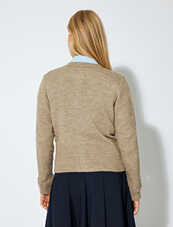 Triko Hırka Uzun Kollu Yuvarlak Yaka Düğmeli