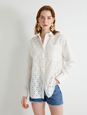 Fisto Gömlek Uzun Kollu Cep Detaylı Pamuklu