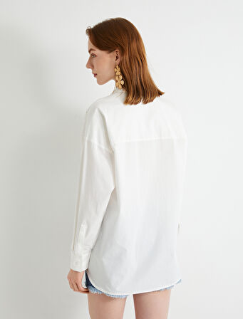 Fisto Gömlek Uzun Kollu Cep Detaylı Pamuklu