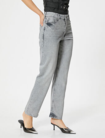 Düz Paça Kot Pantolon Yüksek Bel - Eve Slim Jean