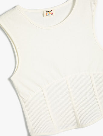 Basic Tişört Kolsuz Yuvarlak Yaka Ribana Detaylı