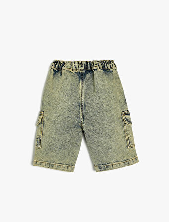 Kot Şort Kapaklı Cep Detaylı Pamuklu 