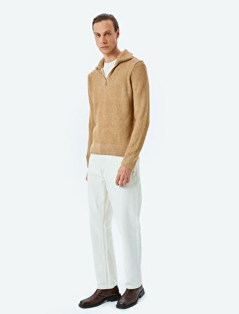 Yarım Fermuarlı Uzun Kollu Triko Kazak