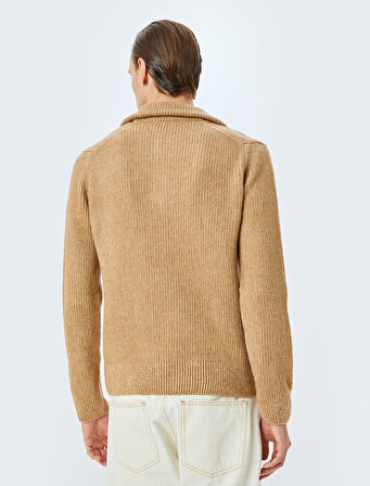 Yarım Fermuarlı Uzun Kollu Triko Kazak