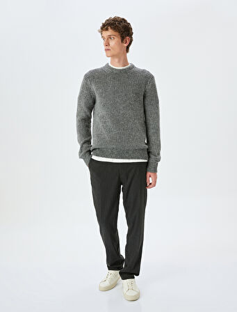 Çizgili Bisiklet Yaka Kışlık Triko Kazak