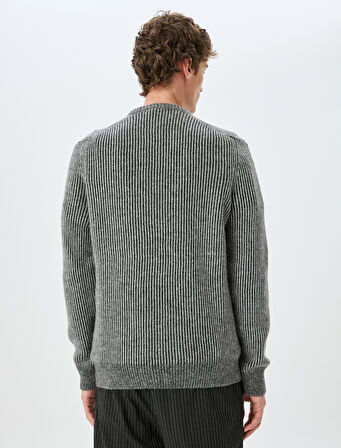 Çizgili Bisiklet Yaka Kışlık Triko Kazak