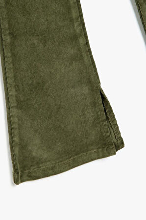 Koton Kız Çocuk Kadife Pantolon İspanyol Paça Yırtmaç Detaylı