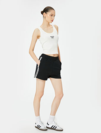 Fitilli Atlet İşleme Detaylı U Yaka Slim Fit Pamuklu