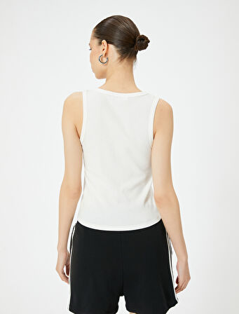 Fitilli Atlet İşleme Detaylı U Yaka Slim Fit Pamuklu