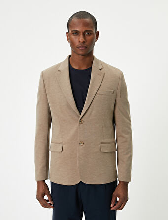 Blazer Ceket Slim Fit Düğmeli Cep Detaylı