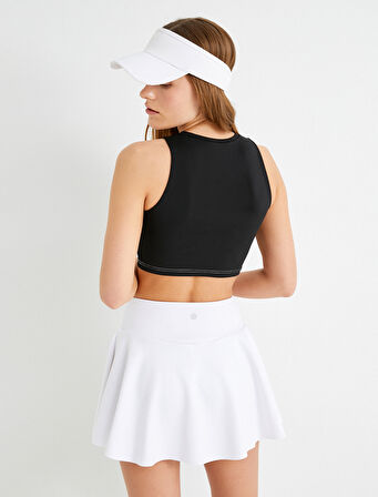 Spor Yarım Atlet Bisiklet Yaka Baskılı Slim Fit Dikiş Detaylı