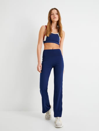 İspanyol Paça Tayt Renk Bloklu Yüksek Bel Slim Fit