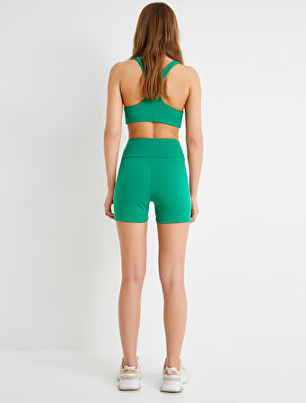 Spor Ekstra Kısa Tayt Yüksek Bel Yanları Çizgili Slim Fit