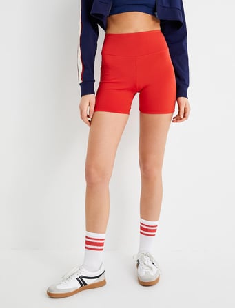 Spor Ekstra Biker Tayt Yüksek Bel Dokuma Slim Fit