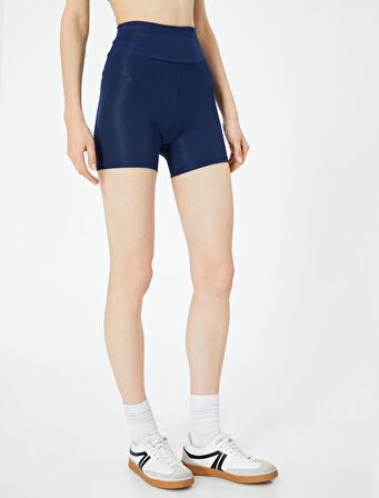 Spor Ekstra Biker Tayt Yüksek Bel Dokuma Slim Fit