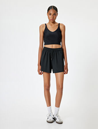 Sporcu Sütyeni V Yaka Kaplı Slim Fit