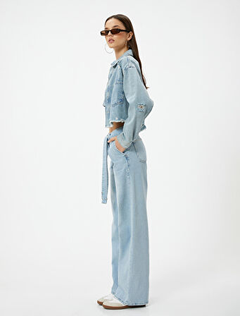 Geniş Paça Kot Pantolon Kuşak Detaylı - Bianca Wide Leg Jeans