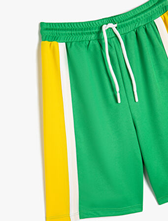 Oversize Spor Şort Beli Bağlamalı Renk Bloklu 