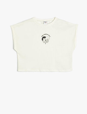 Tişört Kısa Kollu Bisiklet Yaka Köpek Baskılı Pamuklu