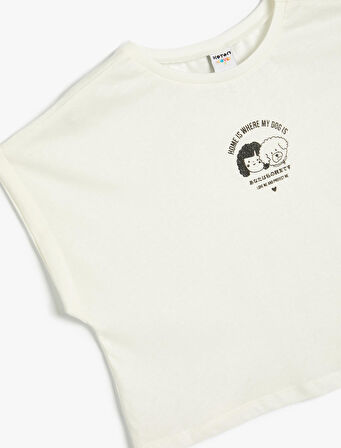 Tişört Kısa Kollu Bisiklet Yaka Köpek Baskılı Pamuklu