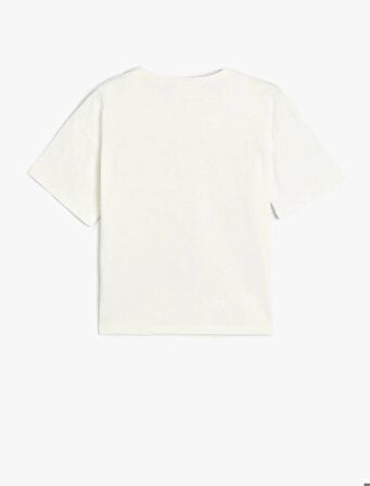 4SKG10495AK Koton Kız Çocuk T-shirt EKRU