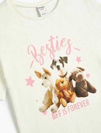 4SKG10495AK Koton Kız Çocuk T-shirt EKRU