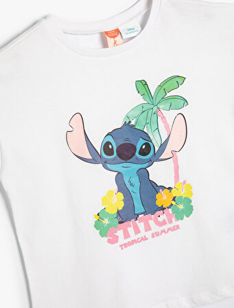 Stitch Tişört Lisanslı Kısa Kollu Bisiklet Yaka Pamuklu