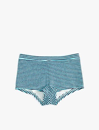 Çizgili Yüksek Bel Şort Bikini Altı