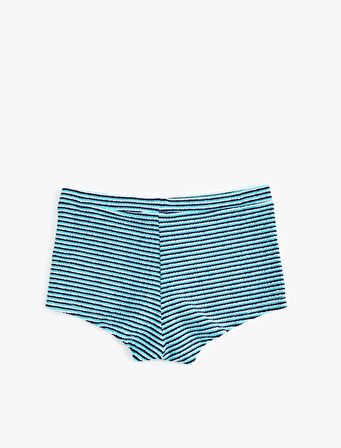 Çizgili Yüksek Bel Şort Bikini Altı