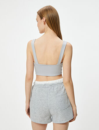 Sporcu Sütyeni V Yaka Kaplı Slim Fit