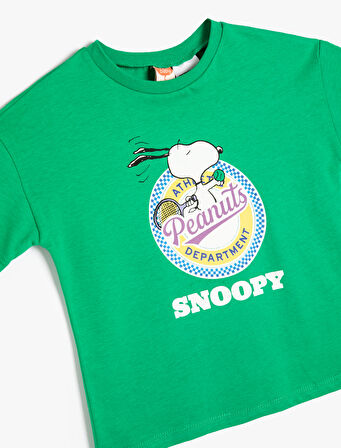 Snoopy Tişört Lisanslı Kısa Kollu Bisiklet Yaka Pamuklu